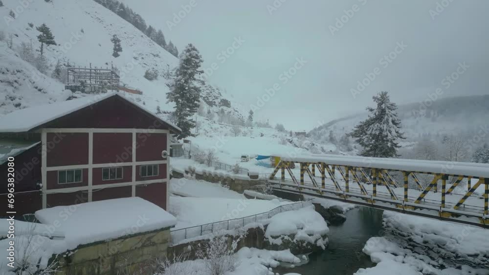 Heavy Snowfall Aerial view of Kashmir Valley in Winter Season Heavy Snowfall Aerial view of Kashmir Valley in Winter Season