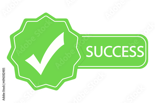 Checkmark with inscription success illustration. Luck, victory, money, achievement, fame, career, business, logo, bird, mark. Vector icons for business and advertising