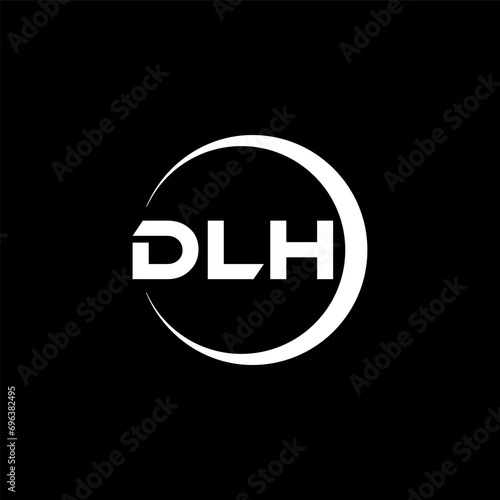 DLH letter logo design with black background in illustrator, cube logo, vector logo, modern alphabet font overlap style. calligraphy designs for logo, Poster, Invitation, etc.
