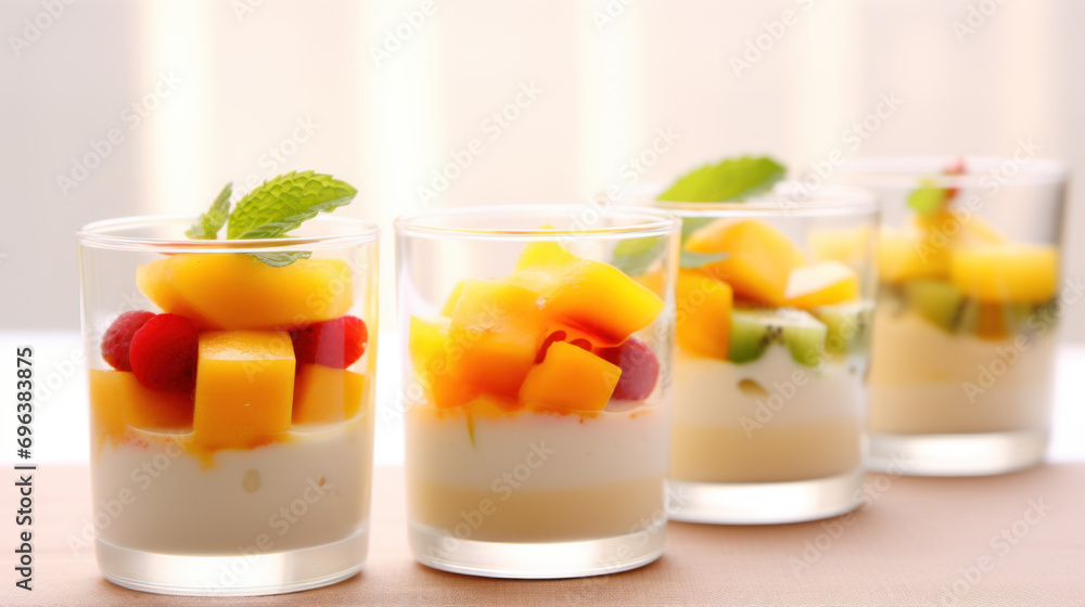 Summer fruit desserts in glasses