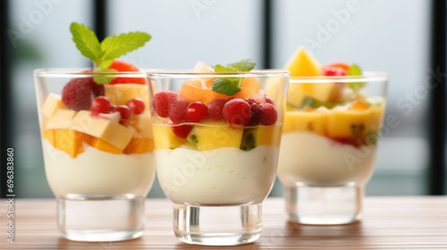 Summer fruit desserts in glasses