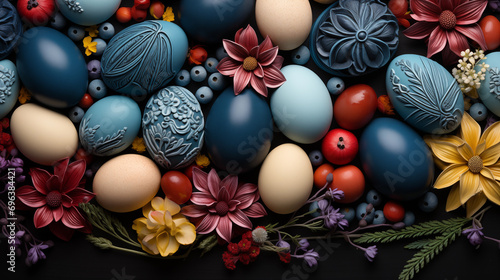  16:9 or 9:16 Eggs and bunnies mark the arrival of Easter, commemorating the resurrection of Jesus and spring.for backgrounds screens greeting card or other High quality printing projects.