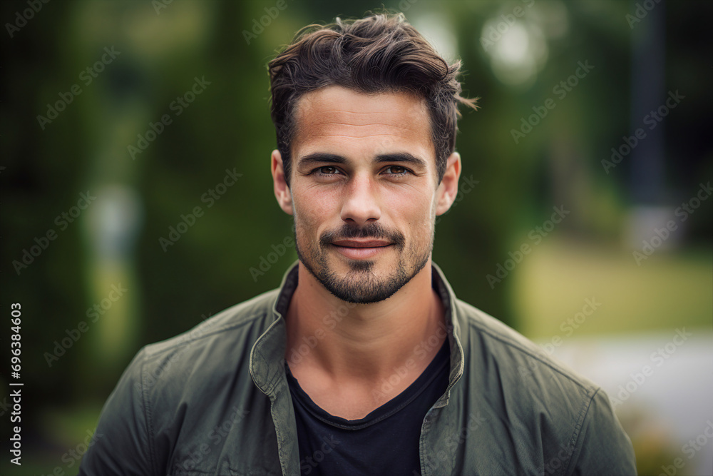 Generative AI portrait of attractive young man outdoors autumn landscape Generative AI portrait of attractive young man outdoors autumn landscape