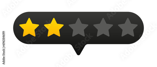 Two stars illustration. Favorites, rating, rating, reviews, score, quality, award. Vector icons for business and advertising