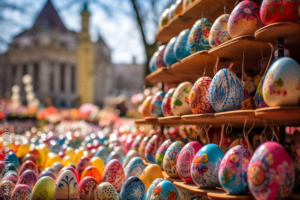 Picturesque Easter Egg Market with Stalls Selling