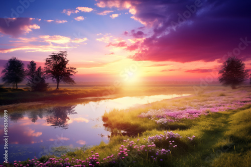 A Serene Sunrise over a Peaceful Easter Morning Land © Bendix