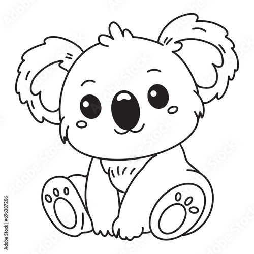 Line art of baby koala bear vector