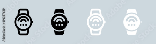 Connect smartwatch icon set in black and white. Smart device signs vector illustration.