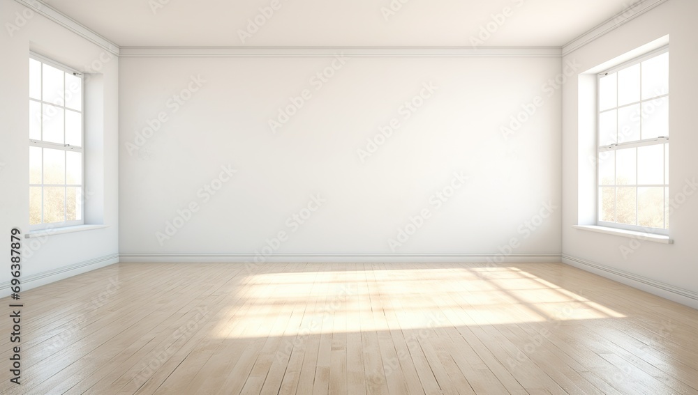 Empty room with window and parquet floor Empty room with window and parquet floor