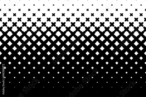 Seamless halftone vector background.Filled with black crosses .Average fade out. © Aleksei
