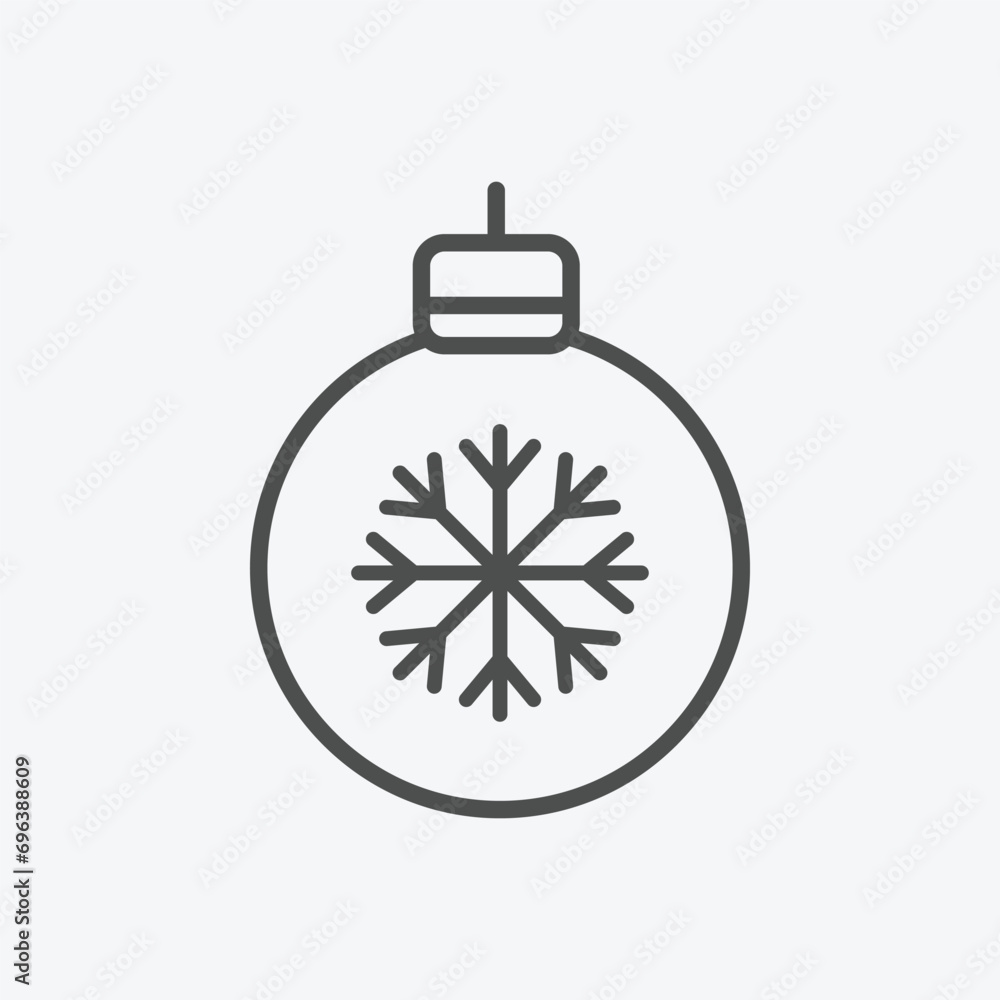 Fototapeta premium Christmas tree ball vector icon. Isolated Christmas holiday vector decoration illustration