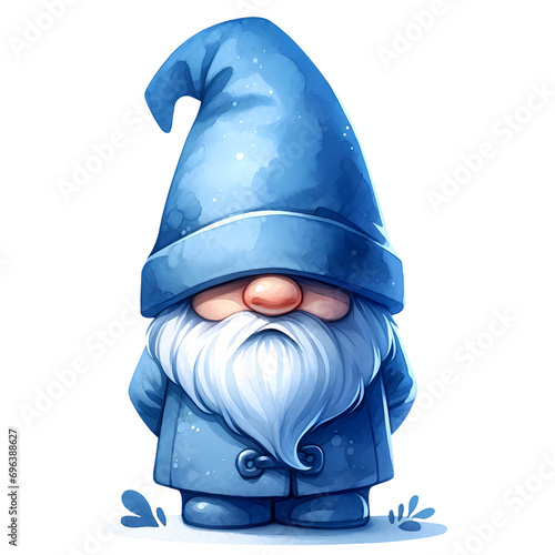 Cute Blue Christmas Winter Watercolor Clipart Illustration