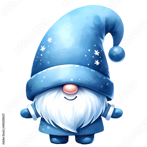 Cute Blue Christmas Winter Watercolor Clipart Illustration