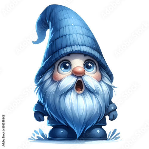 Cute Blue Christmas Winter Watercolor Clipart Illustration