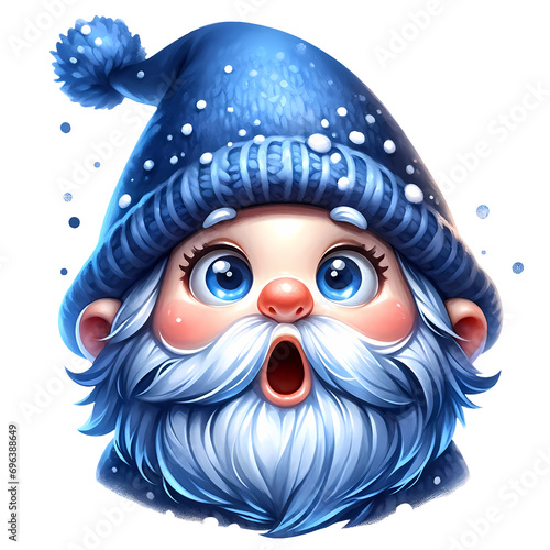 Cute Blue Christmas Winter Watercolor Clipart Illustration