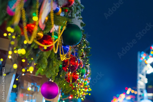 Christmas tree and Christmas decorations.