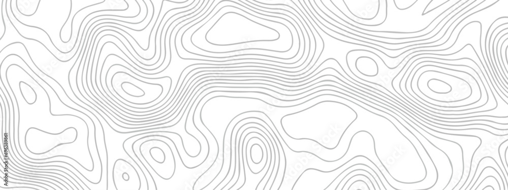 Fototapeta premium Topographic map background geographic line map with seamless ornament design. The black on white contours vector topography stylized height of the lines map. 