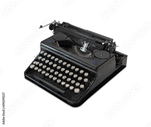 Vintage typewriter isolated on white background photo