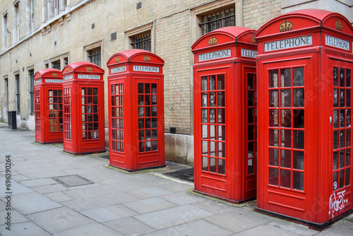 Traditional red phone booths in London