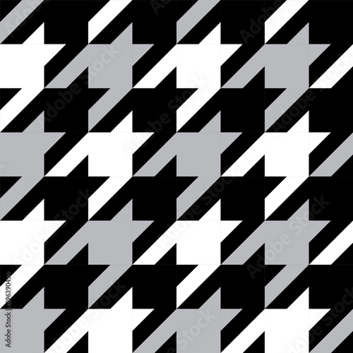 Seamless houndstooth texture. Monochrome checkered pattern. Classic plaid design.