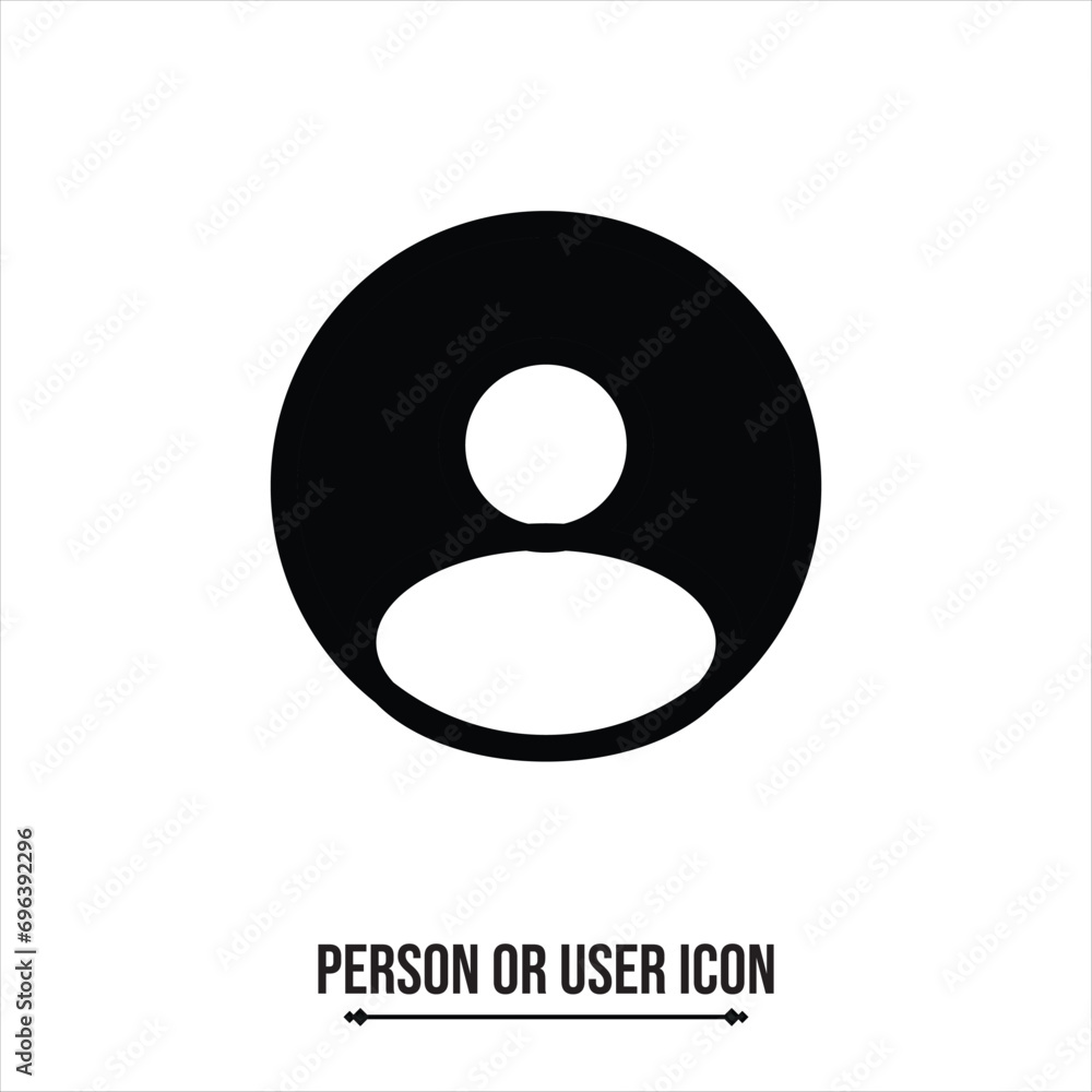 User icon in flat style, Person icon, User icon for web site, User icon vector illustration black and white. User icon in flat style, Person icon, User icon for web site, User icon vector illustration black and white.