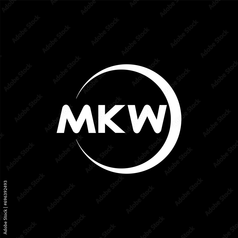 MKW letter logo design with black background in illustrator, cube logo, vector logo, modern alphabet font overlap style. calligraphy designs for logo, Poster, Invitation, etc.