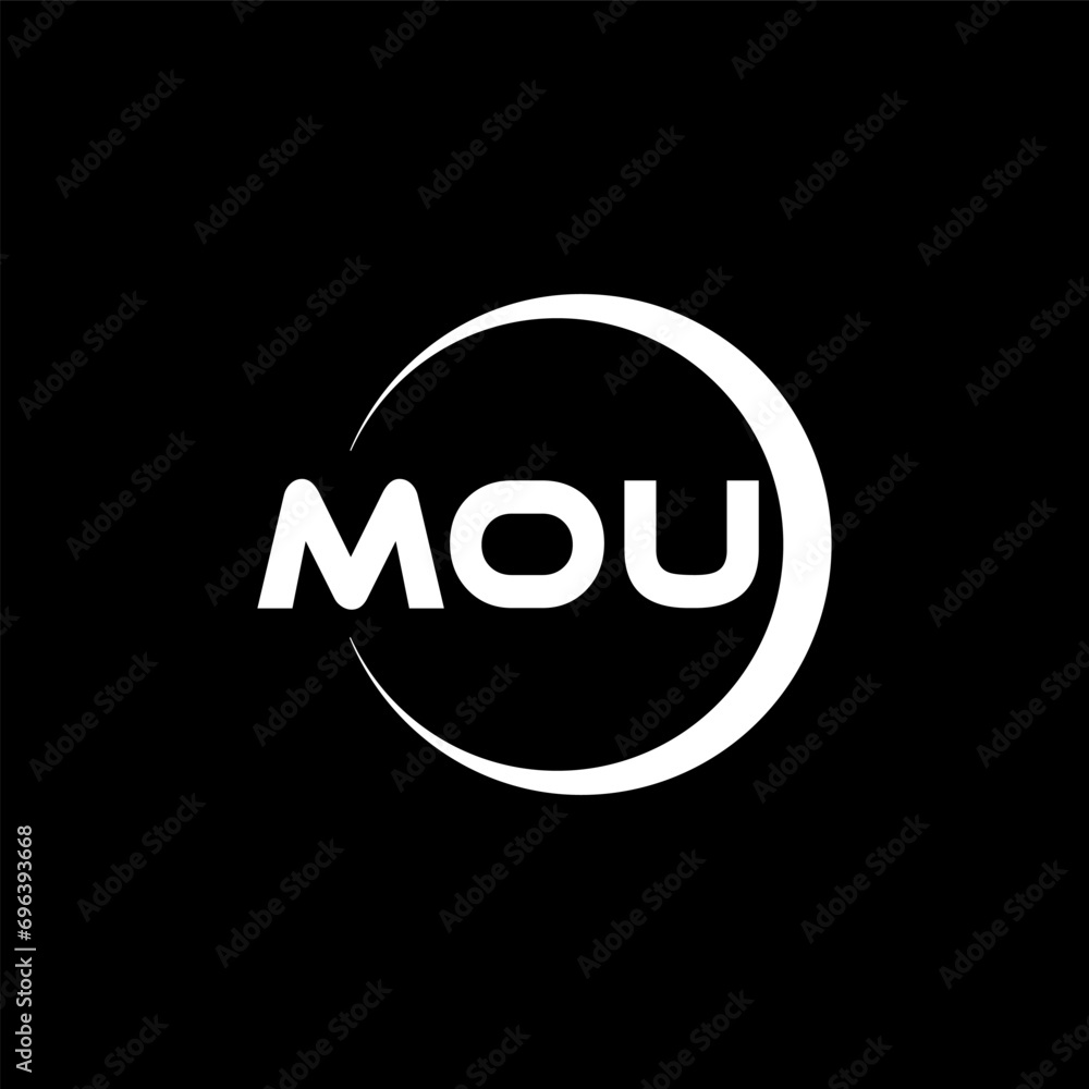 MOU letter logo design with black background in illustrator, cube logo, vector logo, modern alphabet font overlap style. calligraphy designs for logo, Poster, Invitation, etc. MOU letter logo design with black background in illustrator, cube logo, vector logo, modern alphabet font overlap style. calligraphy designs for logo, Poster, Invitation, etc.