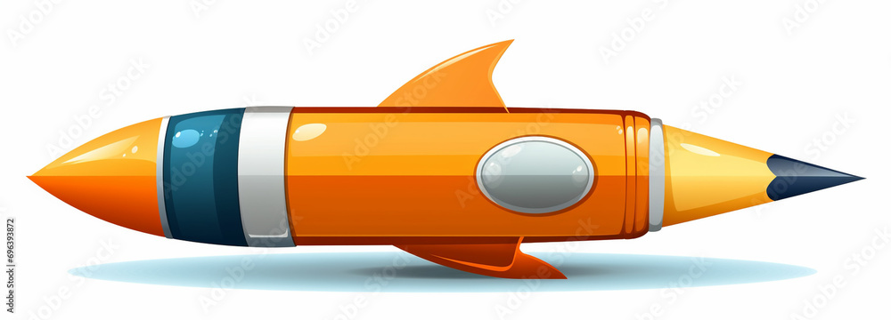 A fun and whimsical clipart of a pencil with rocket fins, symbolizing creativity and imagination taking off A fun and whimsical clipart of a pencil with rocket fins, symbolizing creativity and imagination taking off