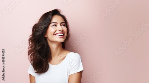 Pretty woman dental confident smile and skincare photo