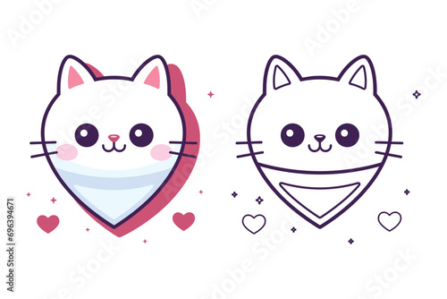 Valentine's Day Kawaii cat icon vector. Cat icon. Valentine's Day. Kawaii cat icon