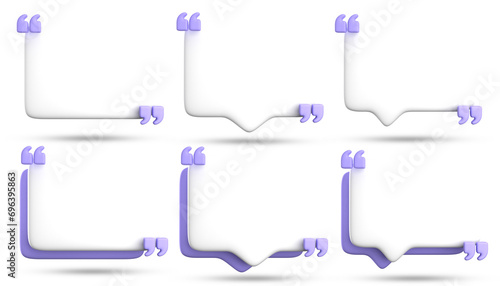 3d rendering of blank speech bubble for testimonial pack, 3D pastel icon set.