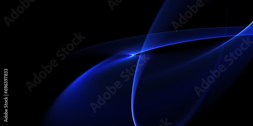 Abstract blue neon circle effect on black background