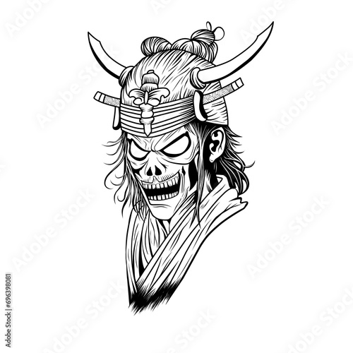 vector japanese zombie samurai image made with Generative AI