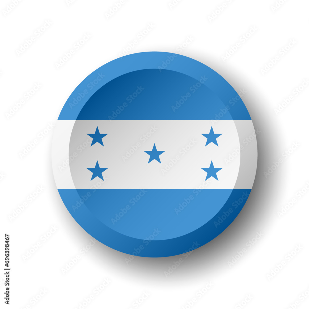 Honduras flag - 3D circle button with dropped shadow. Vector icon. Honduras flag - 3D circle button with dropped shadow. Vector icon.