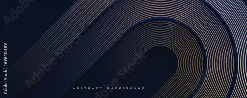 Abstract geometric background. Gold line diagonal rounded shape composition design vector.