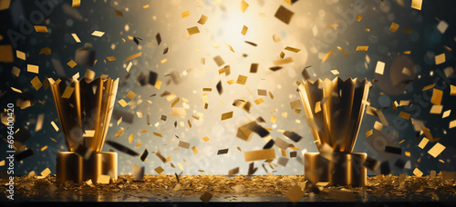 Develop posters or promotional materials for award ceremonies, film festivals, or recognition events using a golden confetti background to symbolize achievement and success. photo