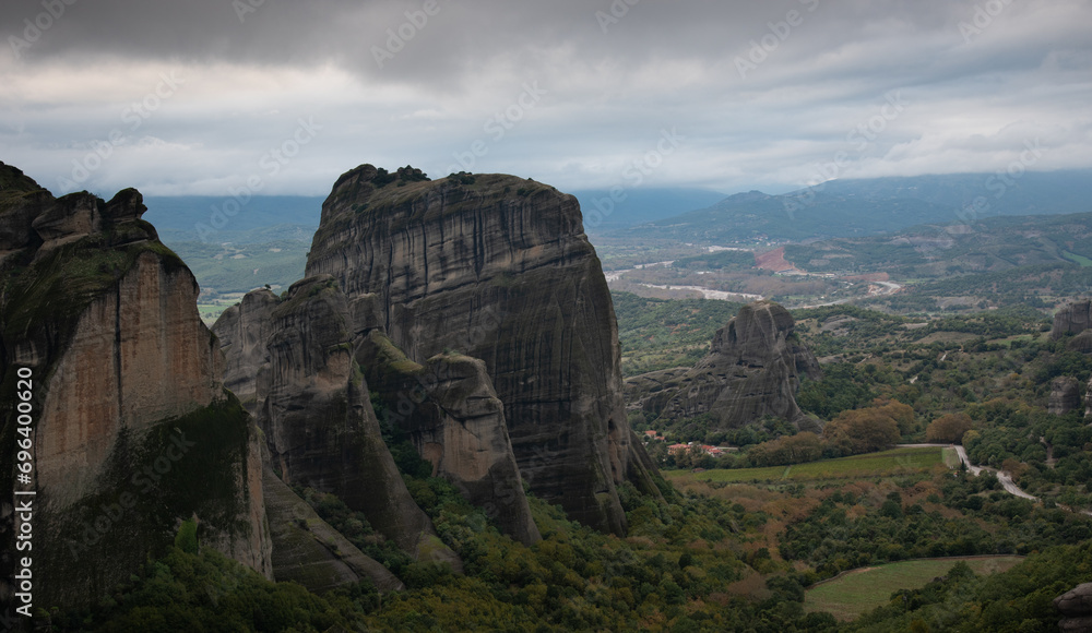 Meteora rocky formation , kalabaka Greece. Thessaly valley Meteora rocky formation , kalabaka Greece. Thessaly valley