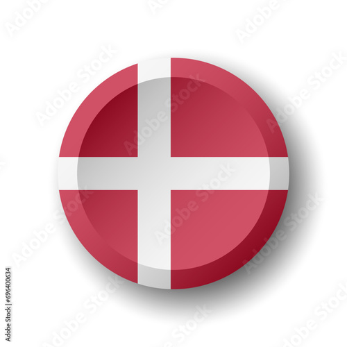 Free Download Denmark flag - 3D circle button with dropped shadow. Vector icon. - GFXLoad