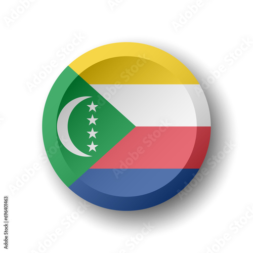 Free Download Comoros flag - 3D circle button with dropped shadow. Vector icon. - GFXLoad