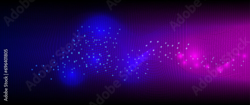 Artificial intelligence tech background. Digital technology, deep learning, and big data concept, lines for network, data center, server, internet, and speed. Abstract neon lights into digital	
