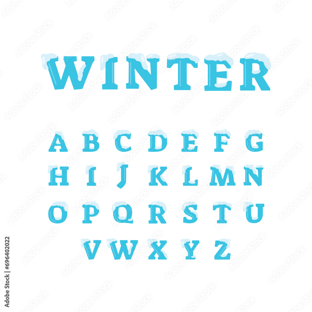 Winter Uppercase Alphabet Font Vector Design
