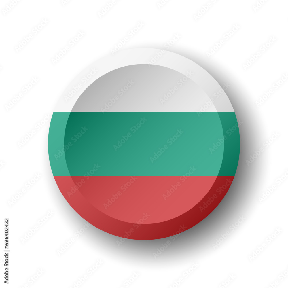 Bulgaria flag - 3D circle button with dropped shadow. Vector icon. Bulgaria flag - 3D circle button with dropped shadow. Vector icon.