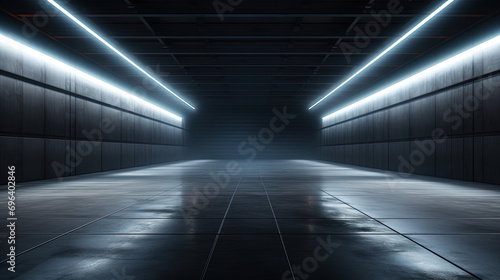 hall tunnel corridor studio neon ligth white