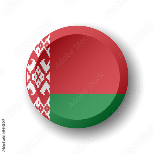 Belarus flag - 3D circle button with dropped shadow. Vector icon.