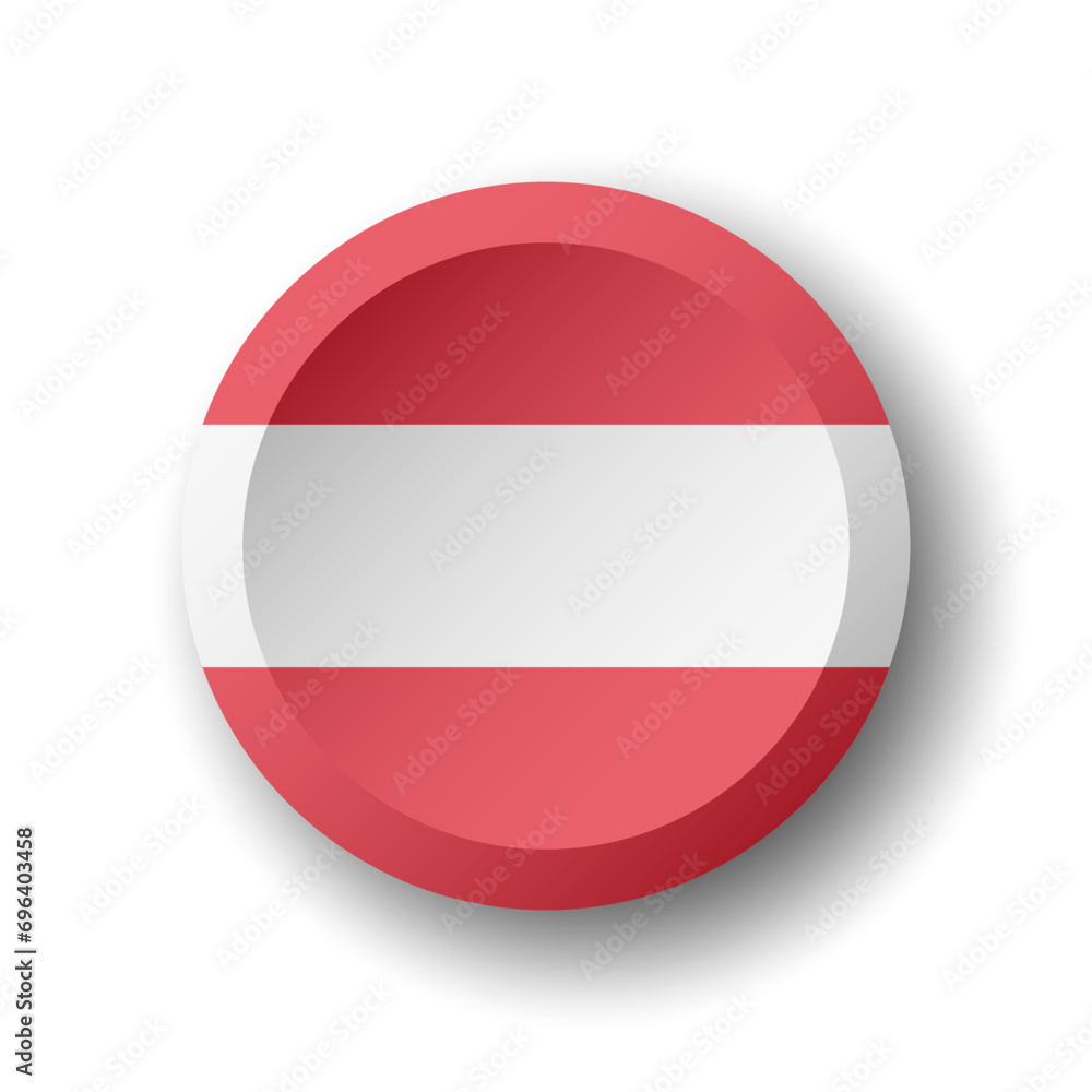 Austria flag - 3D circle button with dropped shadow. Vector icon. Austria flag - 3D circle button with dropped shadow. Vector icon.