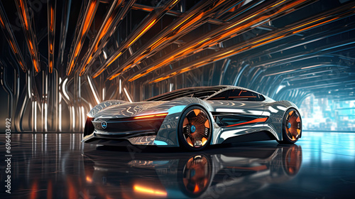 Future Car Banner Night city