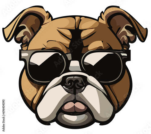 Cool bulldog head with sunglasses - GENERATIVE AI