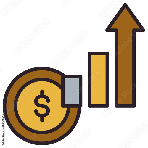 Wealth Up Outline Color Icon