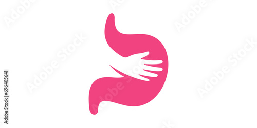 logo design combination of stomach shape with hand, stomach health logo.
