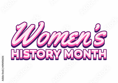 Women's history day. Text effect in pink purple color. 3D look